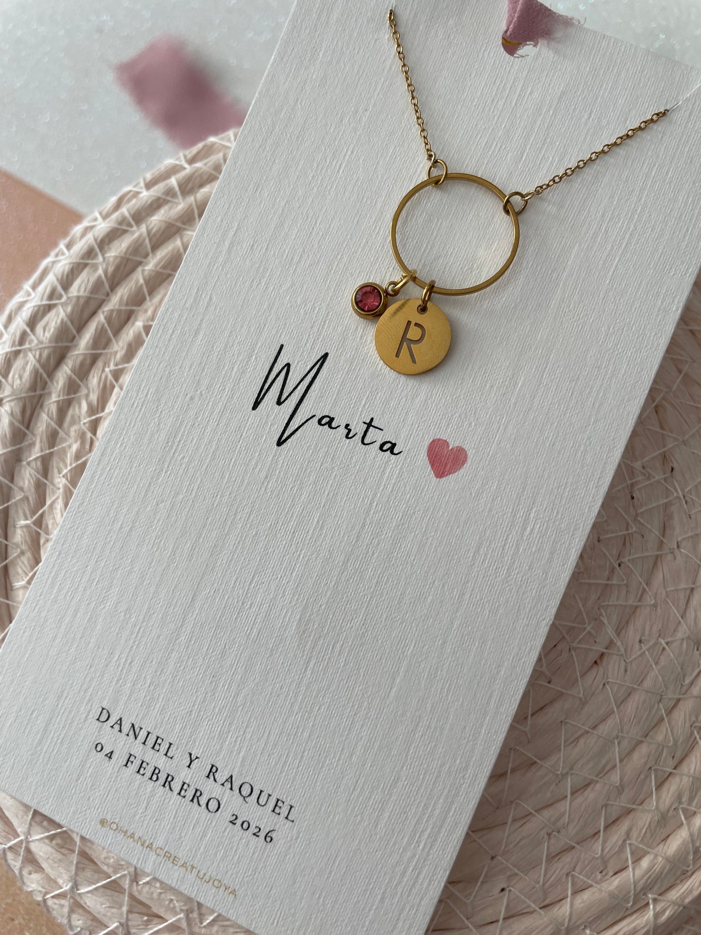 GARGANTILLA ARO DE AMOR CON INICIAL Y CIRCONITA.
