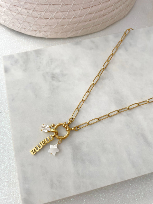 COLLAR ESLABONES MAMA PERSONALIZABLE (incluye 3 charms) OHANA Jewelry