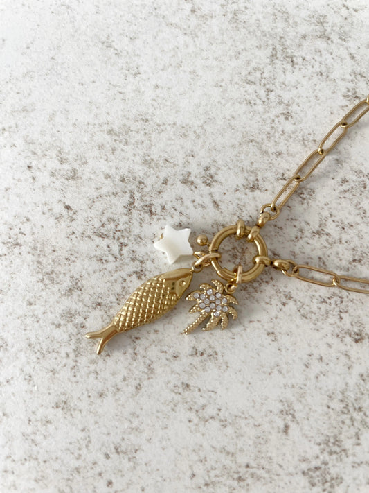 COLLAR ESLABONES MAR PERSONALIZABLE (incluye 3 charms) OHANA Jewelry