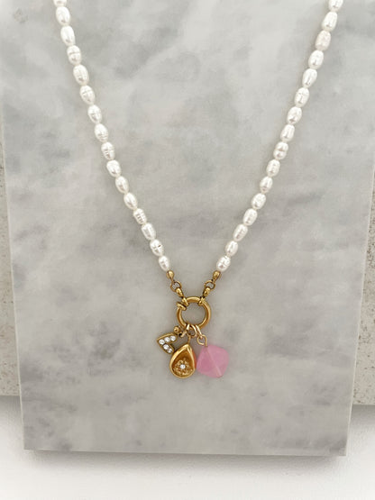 Collar perlas gota personalizable hasta 3 charms