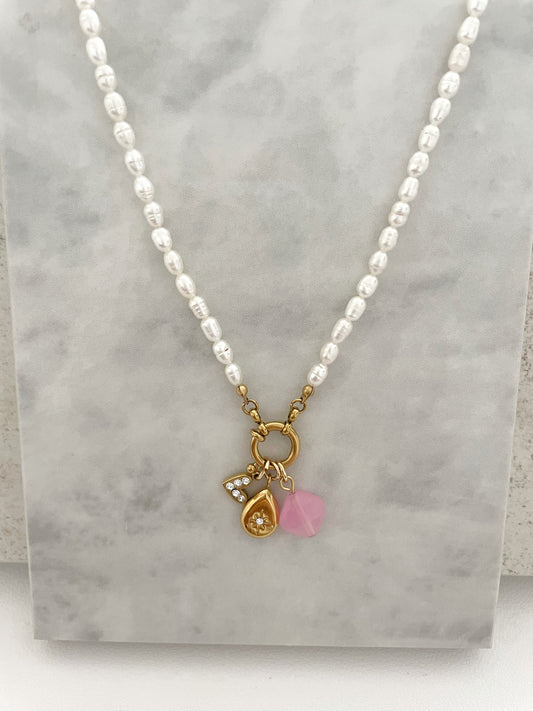 Collar perlas gota personalizable hasta 3 charms