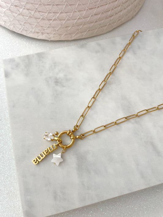 COLLAR ESLABONES MAMA PERSONALIZABLE (incluye 3 charms)