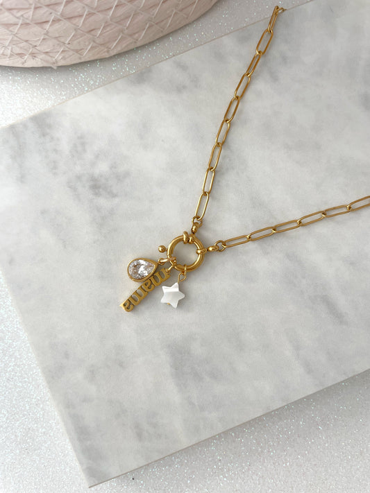 COLLAR ESLABONES MAMA PERSONALIZABLE (incluye 3 charms)