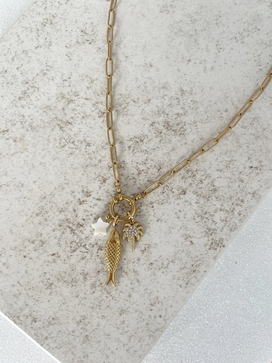 COLLAR ESLABONES MAR PERSONALIZABLE (incluye 3 charms)
