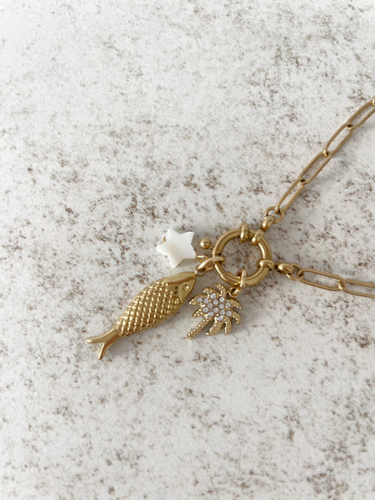 COLLAR ESLABONES MAR PERSONALIZABLE (incluye 3 charms)