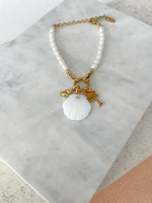 PULSERA PERLAS PARAISO PERSONALIZABLE (incluye 3 charms)