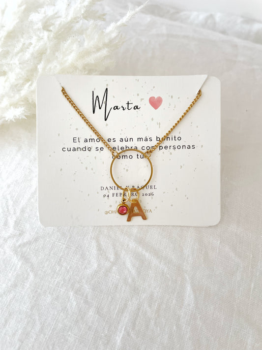GARGANTILLA ARO DE AMOR CON INICIAL Y CIRCONITA.