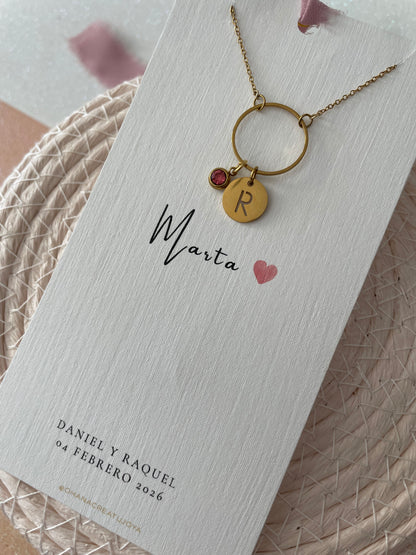 GARGANTILLA ARO DE AMOR CON INICIAL Y CIRCONITA.