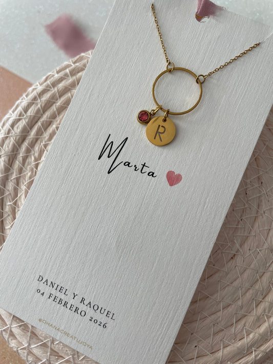 GARGANTILLA ARO DE AMOR CON INICIAL Y CIRCONITA.